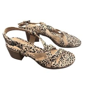 Madewell Alyssa Leopard Strappy Sandals Women's 8 Calf Hair Block Heel Slingback
